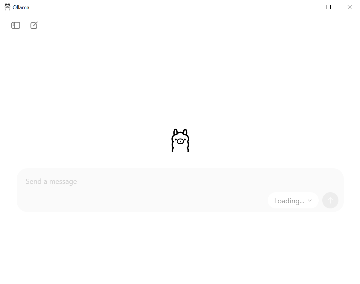 Ein Screenshot des Ollama Chat Fensters gleich nach der Installation